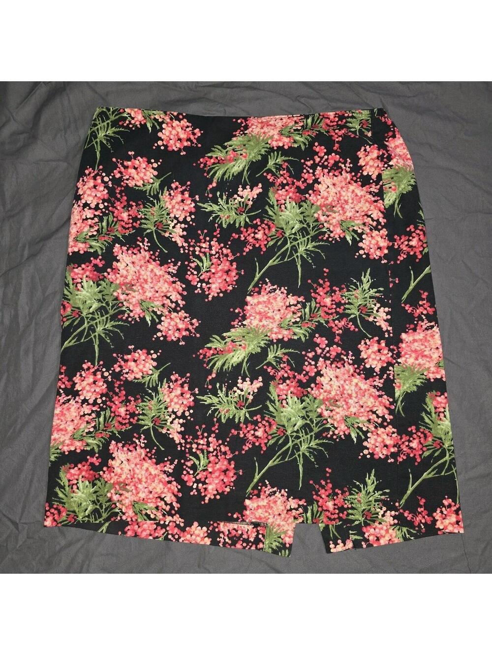 TALBOTS Floral Pencil Skirt Cotton Stretch Office Colorful Plus Size 14W